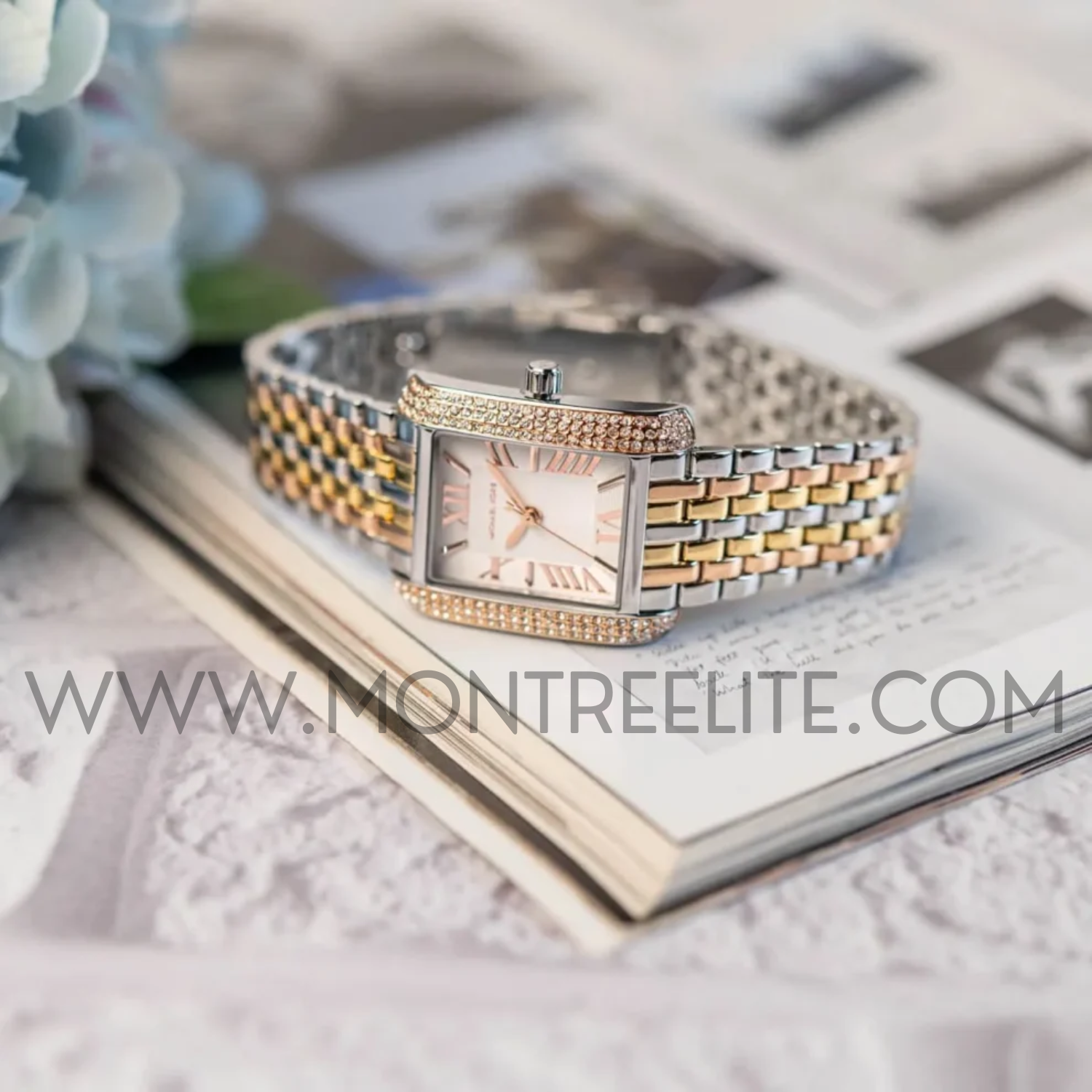 Montre femme Michael Kors Petite Emery Pavé Tri-Tone - MK4744