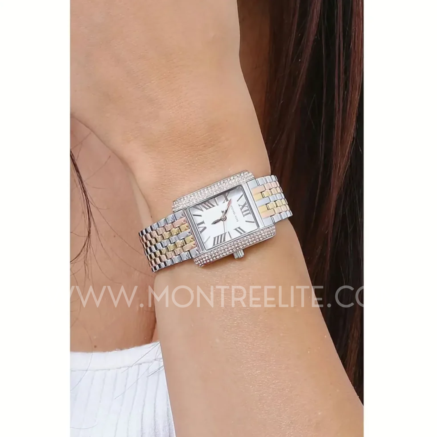 Montre femme Michael Kors Petite Emery Pavé Tri-Tone - MK4744