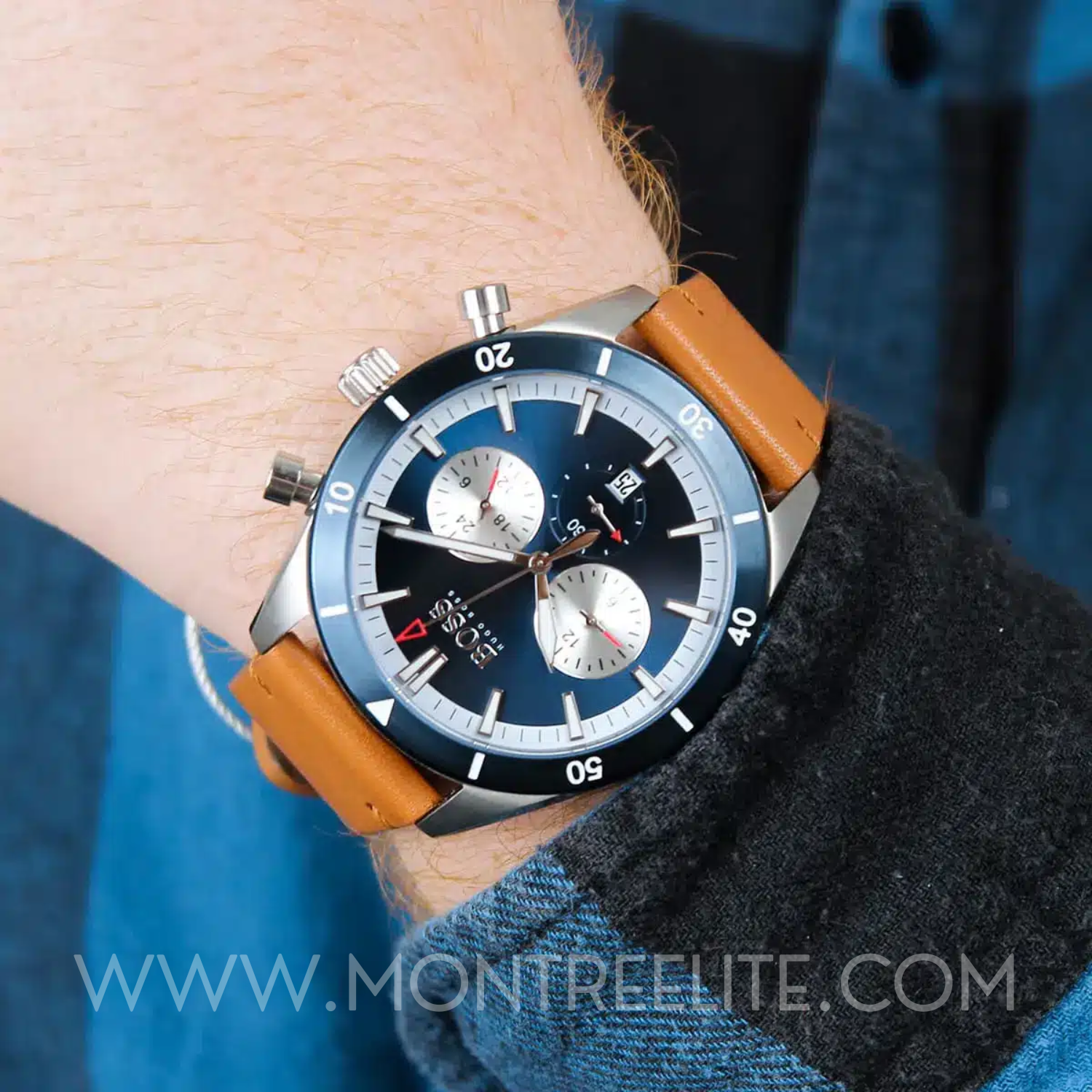 Hugo Boss Santiago pour homme en cuir tabac 1513860