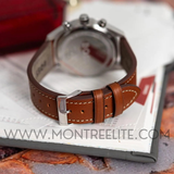 SKYTRAVELLER - Montre Chronographe Cadran Noir Bracelet Cuir Marron