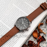 SKYTRAVELLER - Montre Chronographe Cadran Noir Bracelet Cuir Marron