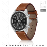 SKYTRAVELLER - Montre Chronographe Cadran Noir Bracelet Cuir Marron