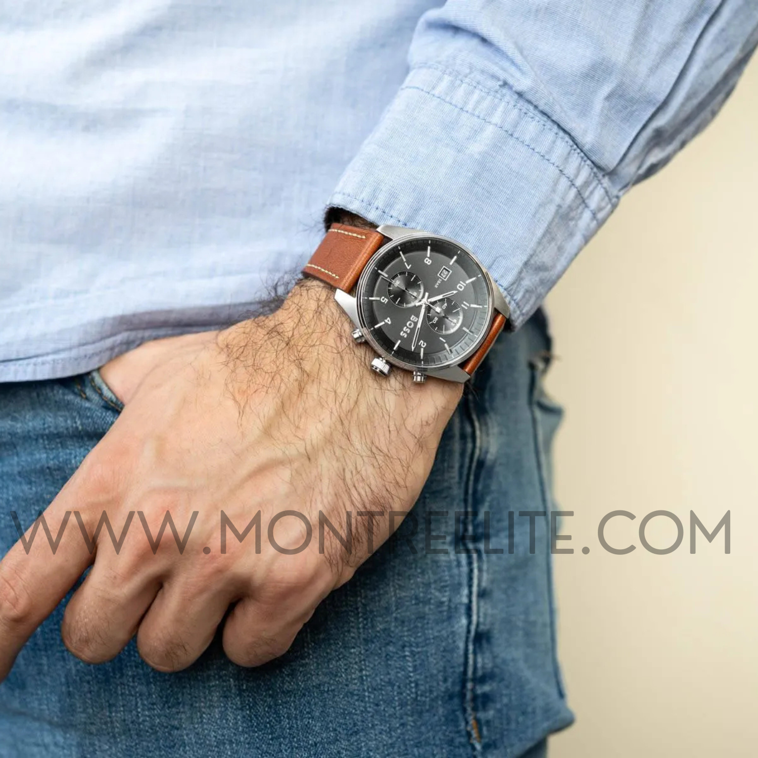 SKYTRAVELLER - Montre Chronographe Cadran Noir Bracelet Cuir Marron